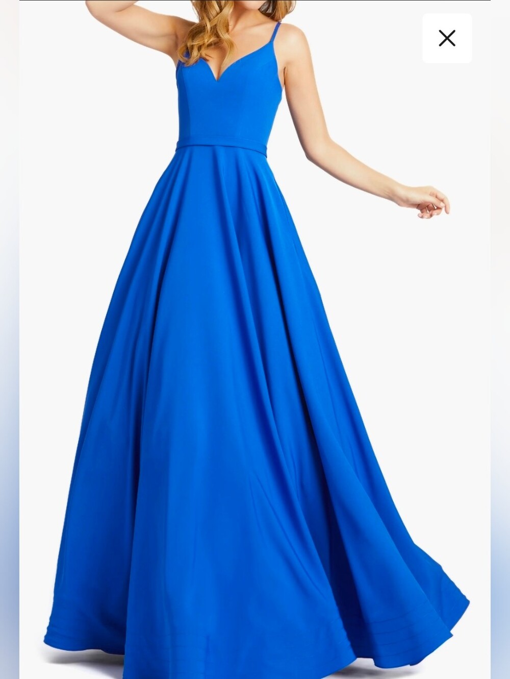 Mac Duggal Classic Sleeveless A-Line V-Neck Ballgown Royal Blue Size 8 $398